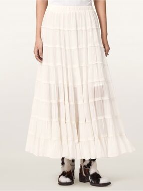 All Saints Ivory Tiered Maxi Skirt